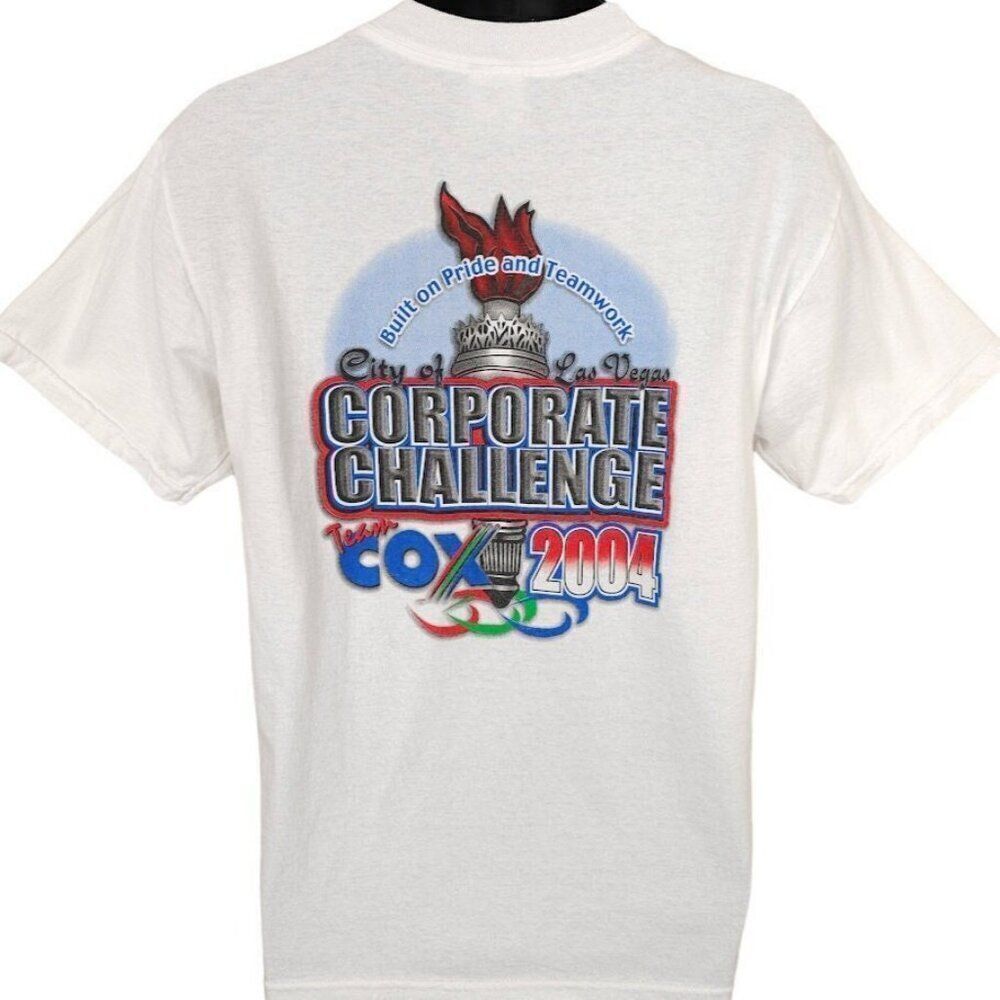 Vintage Las Vegas Corporate Challenge T Shirt Mens Size Medium White Y2K Cox